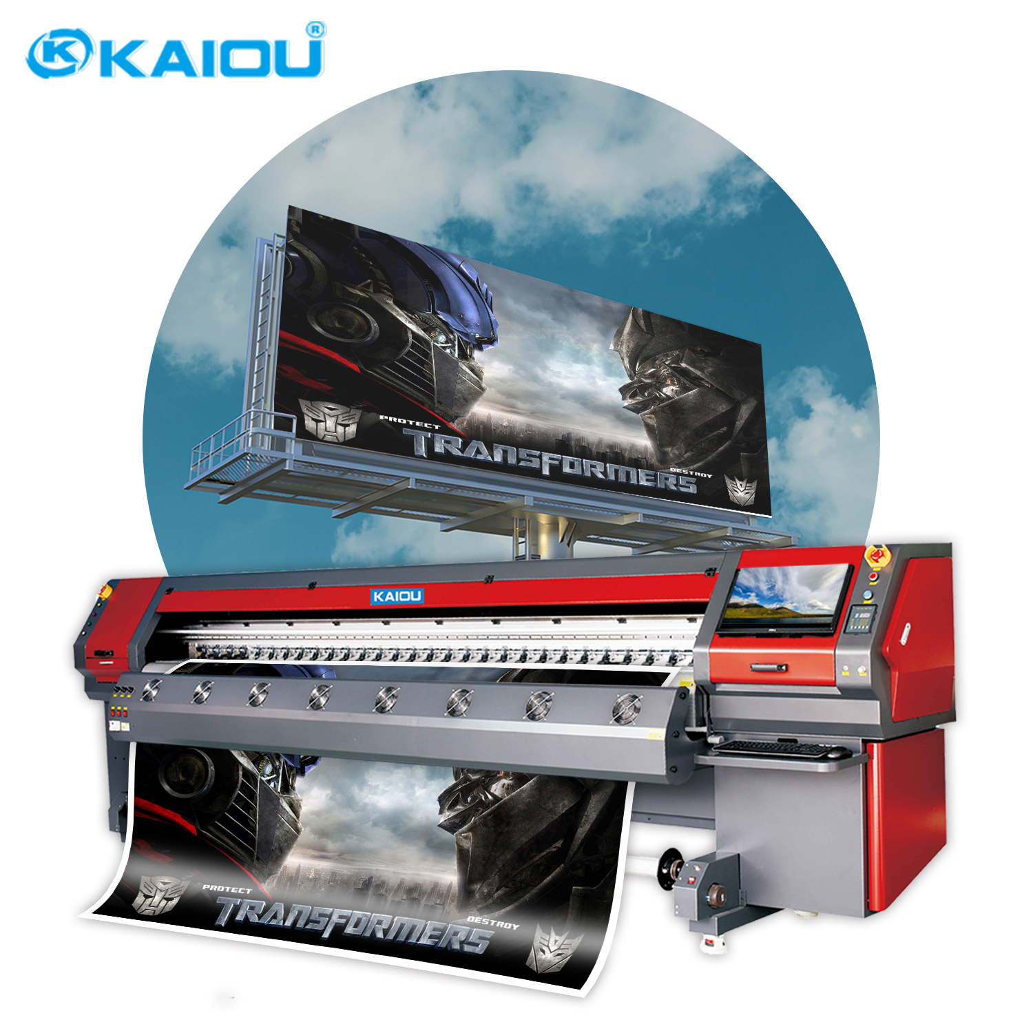 KAIOU Solvent-Drucker mit großer Plattform und 3,2 m Druckbreite für den Außenbereich